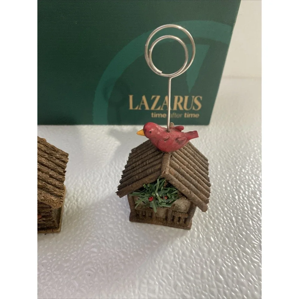 Lazarus Birdhouse Cardinal Place Card Photo Holders Set of‎ 2 Rustic Christmas